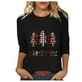 thumbnail image 1 of Patlollav Christmas Tops for Ladies,Womens Blouse 3/4 Sleeve Round Neck Casual Tops Gift, 1 of 6