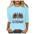 thumbnail image 1 of Patlollav Christmas Tops for Ladies,Womens Blouse 3/4 Sleeve Round Neck Casual Tops Gift, 1 of 6
