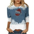 thumbnail image 1 of Patlollav Christmas Tops for Ladies,Womens Round Neck Three Quarter Sleeve Tops S-3Xl Gift, 1 of 6