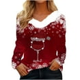 thumbnail image 1 of Patlollav Christmas Tops for Ladies,Womens Plush Tops Long Sleeve Slim Fitting Bottom T-Shirt Gift, 1 of 6