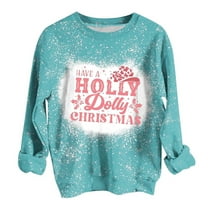Patlollav Christmas Tops for Ladies,Womens Winter T-Shirt Long Sleeve Round Neck Shirts Gift