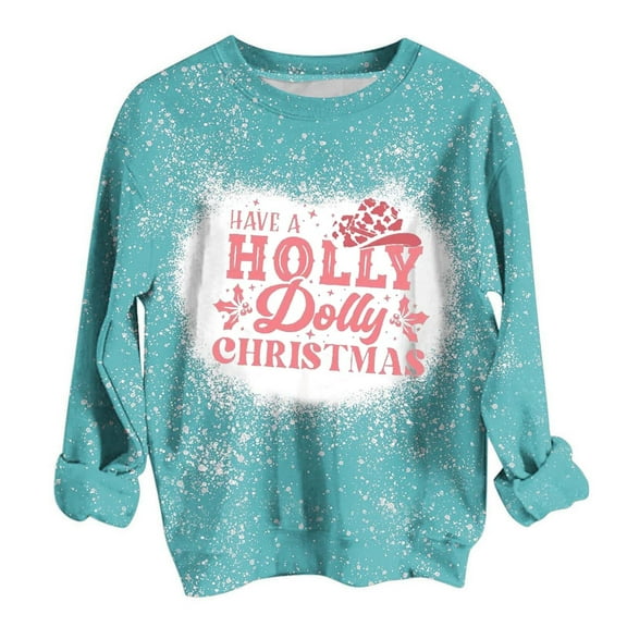 Patlollav Christmas Tops for Ladies,Womens Winter T-Shirt Long Sleeve Round Neck Shirts Gift