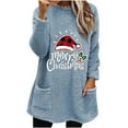 thumbnail image 1 of Patlollav Christmas Tops for Ladies,Womens Winter Tops Round-Neck Loose Pocket Warm Long Sleeve Blouse Gift, 1 of 6