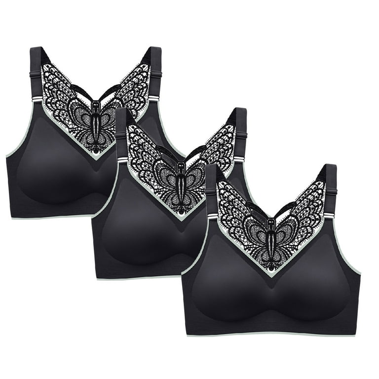 Patlollav Clearance 3-Pack Women Sexy Butterfly Back Top Bra Wire Free  Underwears Base Vest Style Sports Lingerie 