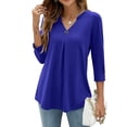 thumbnail image 1 of Patlollav Blouses Womens Casual V-Neck 3/4 Sleeve Solid Waist T-Shirt Tops, 1 of 6