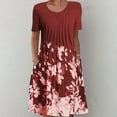 thumbnail image 1 of Patlollav Dresses for Women Summer Casual Round Neck Short Sleeve Folding Floral Print Dress, 1 of 6