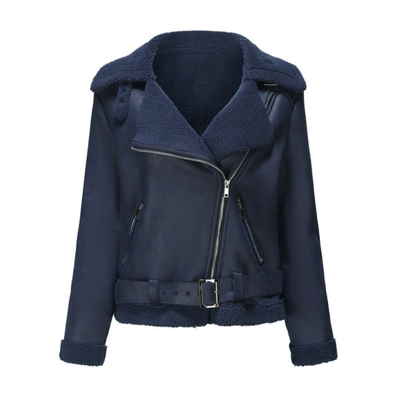 Patlollav Female Leather Jackets,Womens Winter Integrated Warm Suede Jacket