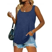 Patlollav Ladies Tops Womens Blouses Solid Square Neck V-Neck Summer Sleeveless Tank Tops
