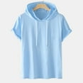 thumbnail image 1 of Patlollav Mens Casual Solid Hooded Pullover Short Sleeve Sports T-Shirt Tops, 1 of 6