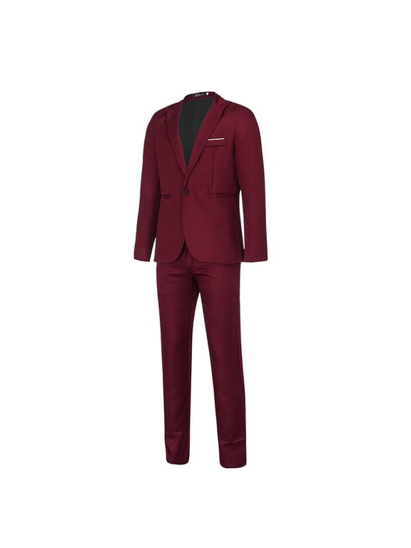 Mens Fashion Suit Jacket+Suit Pants Two-Piece Suit
