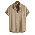 thumbnail image 1 of Patlollav Mens Summer Fashion Short Sleeve Casual Solid Color Button-Up Shirts, 1 of 6
