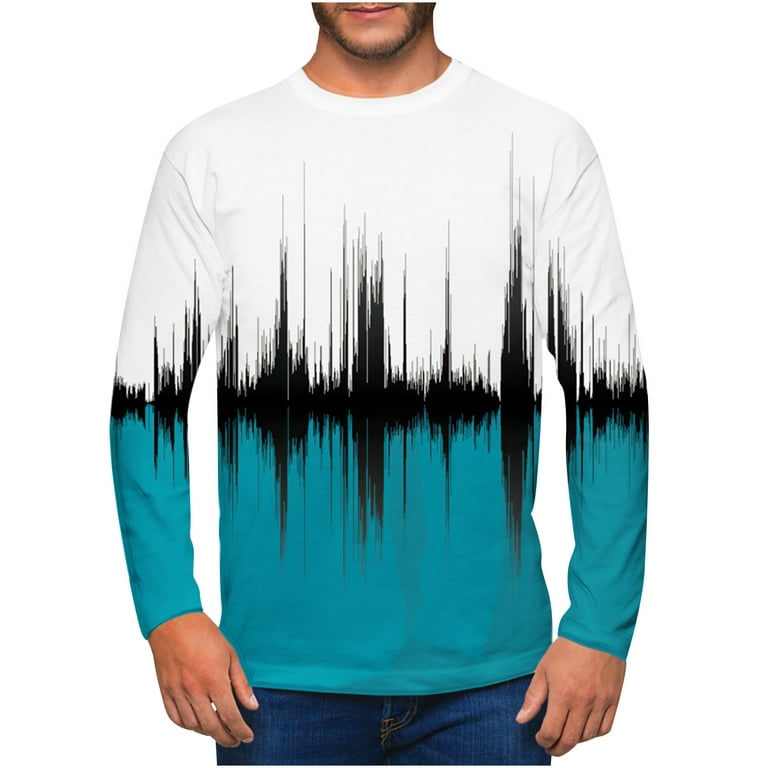 Patlollav Clearance Mens Tops Casual Round Neck Pullover Electric Wave 3D  Printed T-Shirt Blouse 