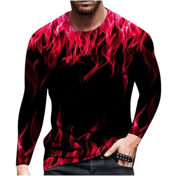 Patlollav Mens Tops Unisex Daily T Shirt 3D Print Long Sleeve Blouses