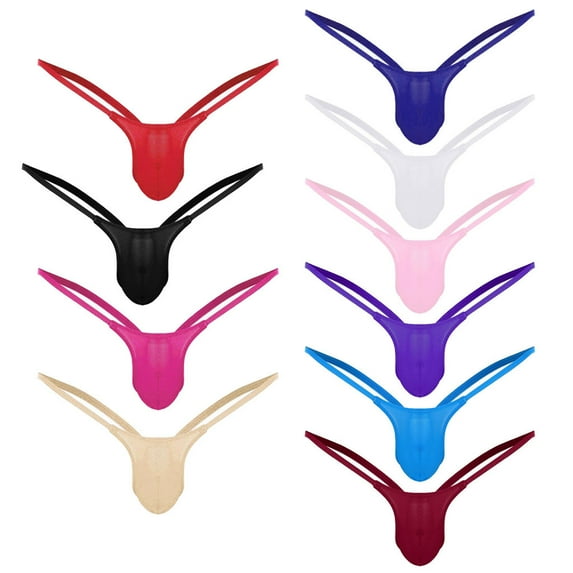 Patlollav Mens Underpants Low Waist Briefs G-String 10 Pieces Thong Underwear