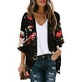 thumbnail image 1 of Patlollav Outlet,Fall Summer Womens Black Cardigan 3/4 Sleeve Printed Casual Tops Blouse with Pocket, 1 of 6