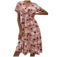 thumbnail image 1 of Patlollav Summer Dresses for Women 2022 Casual Short Sleeve V-Neck Floral Slim Dress, 1 of 6