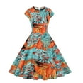 thumbnail image 1 of Patlollav Summer Dresses for Womens Beach Floral Print Short Sleeve Swing Dress, 1 of 5