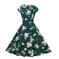 thumbnail image 1 of Patlollav Summer Dresses for Womens Beach Floral Print Short Sleeve Swing Dress, 1 of 5