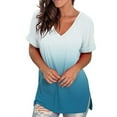 thumbnail image 1 of Patlollav Tops for Womens Fashion Casual Gradient Print V-Neck Short Sleeve Loose T-Shirt, 1 of 6