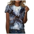 thumbnail image 1 of Patlollav Tops for Womens O-Neck Print Short Sleeve T-Shirt Casual Loose Blouse, 1 of 6