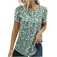 thumbnail image 1 of Patlollav Tops for Womens Print Round Neck Pullovers Short Sleeve Blouse T-Shirt, 1 of 5