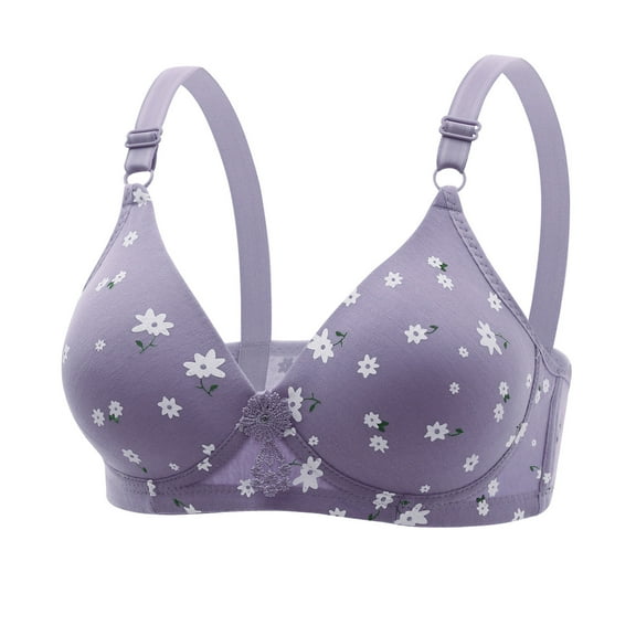 Patlollav Under $5,Womens Bra Plus Size Print Wire Free Underwear Bra Everyday Underwear