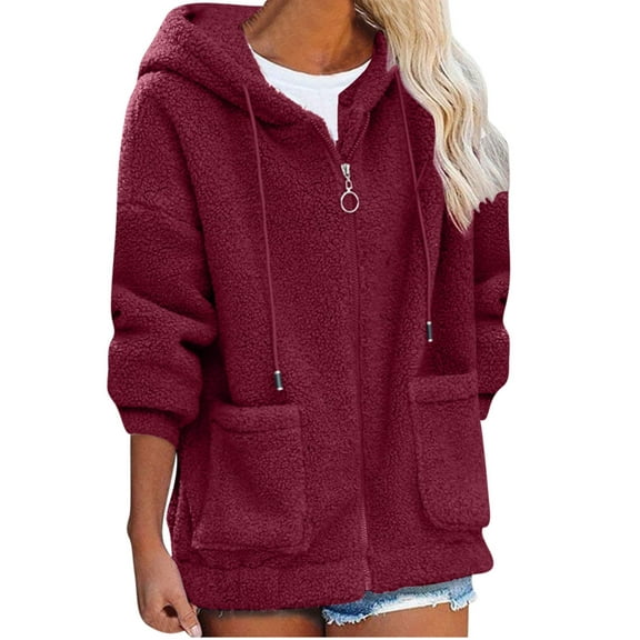 Patlollav Winter Coats,Women Zipper Lengthened Sleeve Outwear Sweatshirts