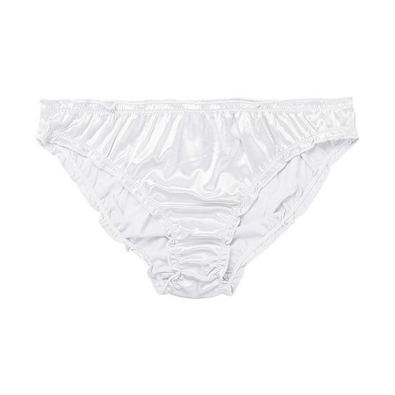 Patlollav Womens Satin Panties Mid Waist Wavy Cotton Crotch Briefs
