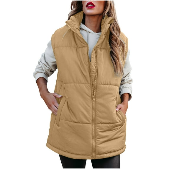 Patlollav Womens Coat Jacket Winter Solid Color Cotton Cardigan Coat Zipper Tops