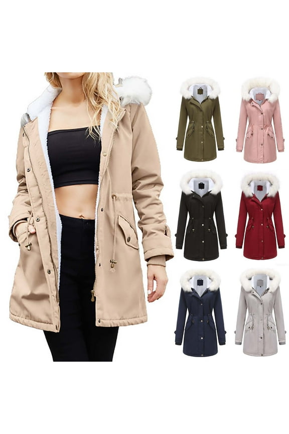 Womens Coats Solid Color Thickened Padded Waterproof Punching Jacket Cotton Clothes