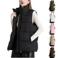 thumbnail image 1 of Patlollav Womens Down Cotton Vest Coats Casual Comfortable Pocket Zipper Sleeveless Jackets, 1 of 6