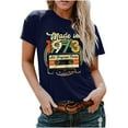 thumbnail image 1 of Patlollav Womens Fashion Casual 1973 Print Round Neck Loose Short Sleeve T-Shirt Pullover Tops, 1 of 6