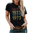 thumbnail image 1 of Patlollav Womens Fashion Casual 1973 Print Round Neck Loose Short Sleeve T-Shirt Pullover Tops, 1 of 6