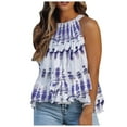 thumbnail image 1 of Patlollav Womens Halter Neck Tank Tops Floral Sleeveless Shirt Pleated Casual Camisole, 1 of 5