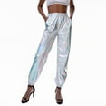 thumbnail image 1 of Patlollav Womens Holographic Streetwear Club Cool Shiny Causal Pants, 1 of 6