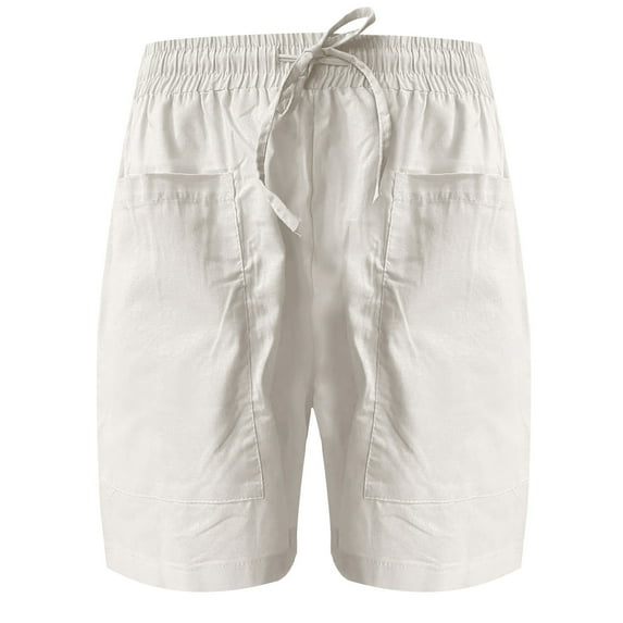 Patlollav Womens Loose Wide Leg Pants High Waist Straight Pants Casual Cotton Linen Shorts