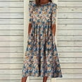 thumbnail image 1 of Patlollav Womens Summer Casual Round Neck Half Sleeve Floral Print Dresses with Pocket, 1 of 6