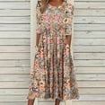thumbnail image 1 of Patlollav Womens Summer Casual Round Neck Half Sleeve Floral Print Dresses with Pocket, 1 of 6