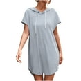 thumbnail image 1 of Patlollav Womens Summer Dresses Short Sleeve Bandage Casual Hat Solid Mini Dress, 1 of 6