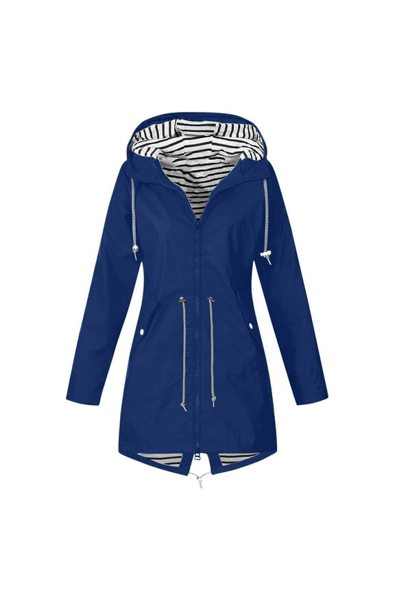 Coats for Women 2022,Flash Picks Plus Size Raincoat Women's Waterproof Long Hooded Trench Coats Lined Windbreaker Travel Jacket Outdoor Hooded Jackets