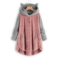 thumbnail image 1 of Patlollav Coats for Women 2022,Flash Picks Women's Plus Size Button Coat Patchworl Tops Hooded Pullover Loose Sweater Blouse, 1 of 6