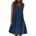 thumbnail image 1 of Patlollav Dress Women's Summer Print Dress Short Sleeve Crew-Neck Loose Beach Sun Dress Ruffled Flowy Midi Dress, 1 of 6