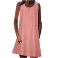 thumbnail image 1 of Patlollav Dress for Woman,Women'S Fashion Casual Holiday Summer Round Neck Pockets Solid Color Sleeveless Party Beach Dress, 1 of 6