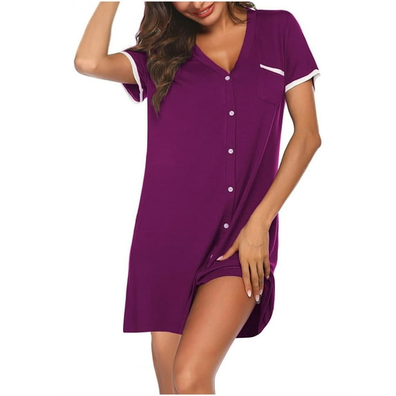 Patlollav Dress for Women,Women Summer Short Sleeve Dresses Contrasting Color for Home Short Dress
