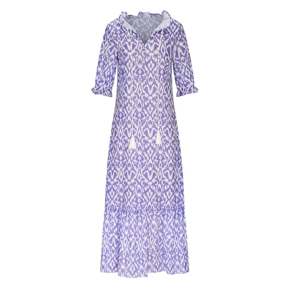 Patlollav Dresses For Womens Spring And Summer V Neck Three Quarter Sleeve Print Dress