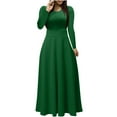 thumbnail image 1 of Patlollav Dresses for Women 2022,Flash Picks Women's Sexy Round Neck Long Sleeve Solid Ladies Slim Long Dress, 1 of 6