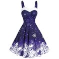 thumbnail image 1 of Patlollav Dresses for Women 2022,Flash Picks Women's Vintage Christmas Ombre Color Snowflake Print Off Shoulder Party Dress, 1 of 6