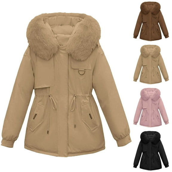 Patlollav Fall Coats,Women Casual Comfortable Long Sleeve Hooded Pocket Drawstring Parkas