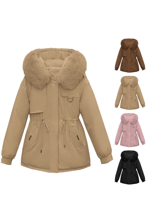 Fall Coats,Women Casual Comfortable Long Sleeve Hooded Pocket Drawstring Parkas