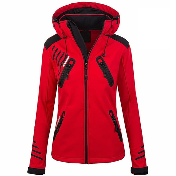 Patlollav Fall Winter Women Coats Long-Sleeve Windbreaker Plush Jacket Outdoor Mountaineering Overcoat